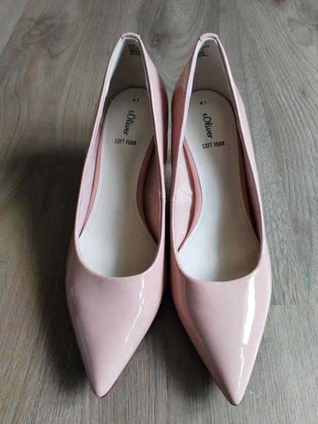 Nové lodičky s.oliver 41 růžové lesklé, s.oliver,41