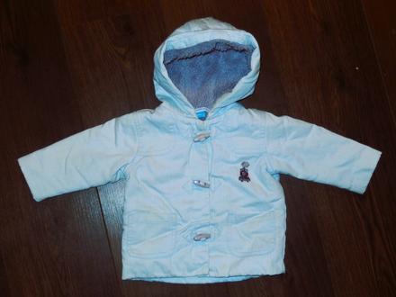 Zimní sv.modrá bunda s kožíškem - vel.3-6m, john lewis baby,68