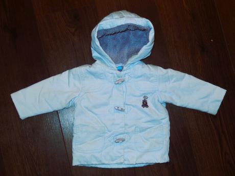 Zimní sv.modrá bunda s kožíškem - vel.3-6m, john lewis baby,68