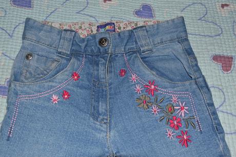 Džíny s vysokým sedem, výšivkou, regulace, lupilu,110