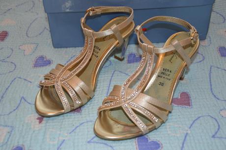Zlaté společenské boty na podpatku, 36