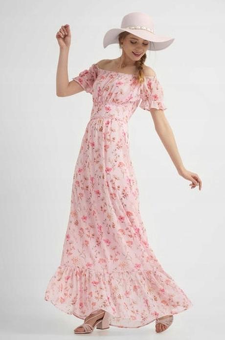 Dlouhé květované šaty růžové carmen orsay s 36, orsay,s