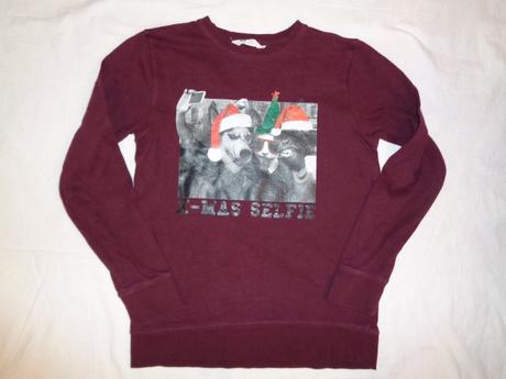 Super vínová mikina s vánočním motivem 12-14 let, h&m,158 / 164