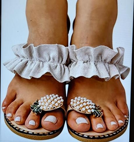 Béžové zdobené pantoflíky shein, 40