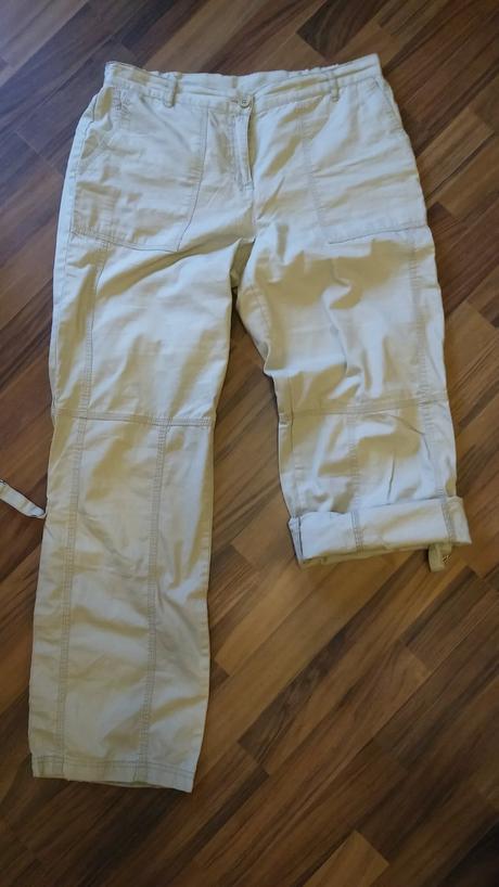 Béžové plátěné kalhoty roll-up, bonprix,40