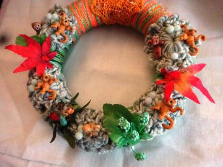 Ruční práce háčkovaný věnec džungle cca 22 cm, 