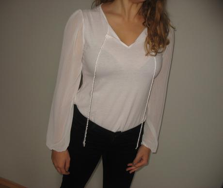 Bílá halenka se šifonovými rukávy forever, m