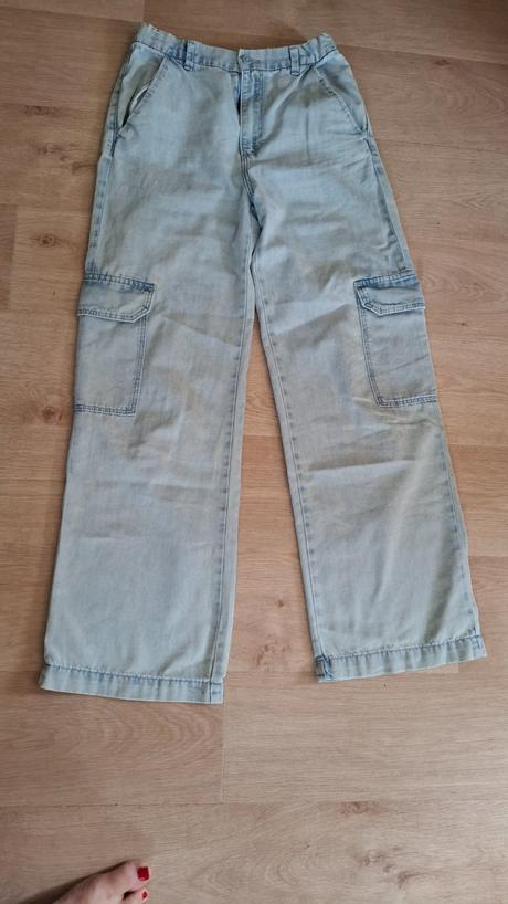 Kalhoty džíny cargo slabé, h&m,164