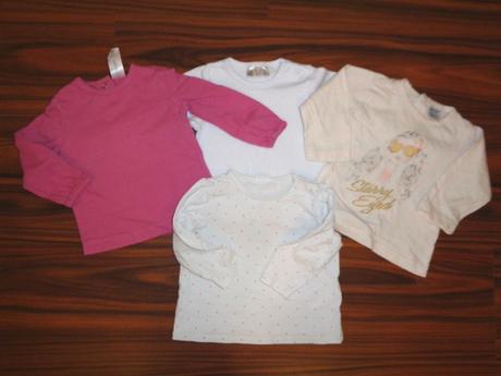 Čtvero triček s dlouhým rukávem pro holčičku, 68