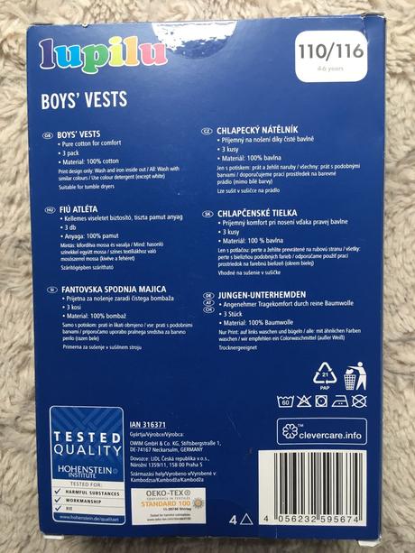 Nová dětská tílka/nátělníky (3 ks), vel. 110/116, lupilu,110