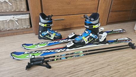 Lyže+lyžáky+hůlky - lyžařský komplet nordica 130, 130-139 cm