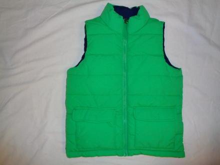 Luxusní oboustranná zimní vesta - zelená a modrá, tcm,122 / 128
