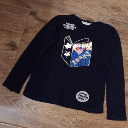 Bavlněné triko s překlápěcími flitry, mango,140