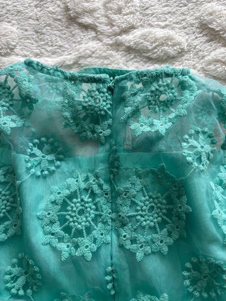 Ob/ šaty tyrkysový- v.7/8 let, 128