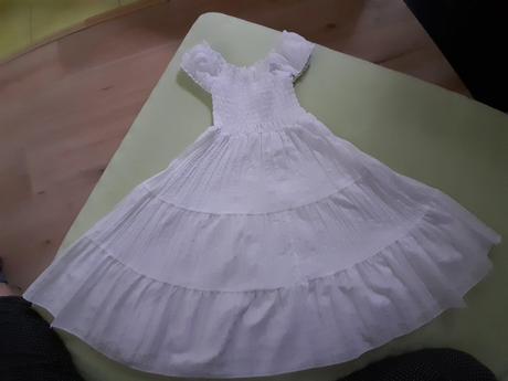 Bílé svatební řasené šaty,šatky na holčičku dlouhé, 116