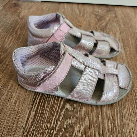 Dívčí sandále ef barefoot vel. 28 pink glitter, 28