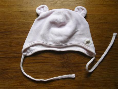 Růžová samítková čepička s oušky, 62