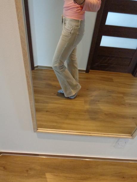 Béžové/krémové manžestrové zvonové kalhoty, m