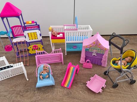 Hračky, hřiště pro barbie miminka, děti mattel, 