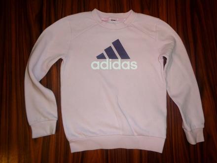 Bavlněná růžová mikina adidas, adidas,140