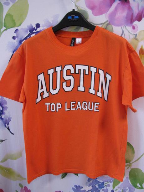 Oranžové bavlněné tričko s nápisem h&m, h&m,xs