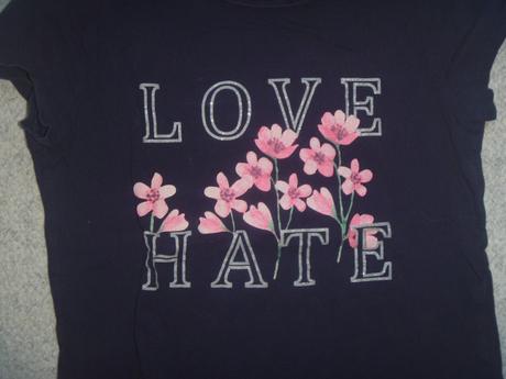 Modré tričko s kytičkami vel. 158/164, 158