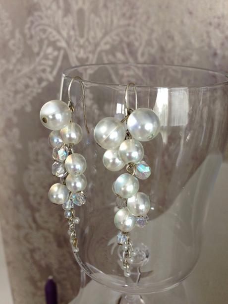 Komplet bižuterie plast,látka, swarovski,perličky, 