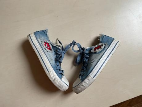 Džínové tenisky, dřené a rty, vel 36, fashion, 36
