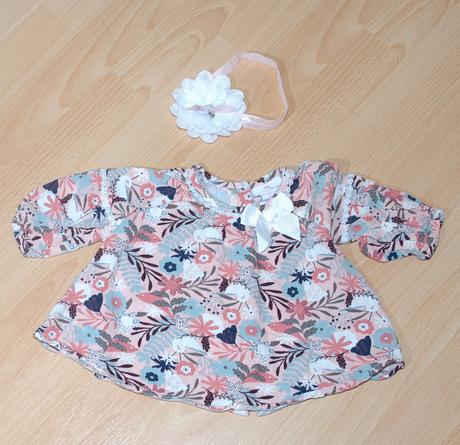 Šaty s dlouhým rukávem+čelenka s květem, 68