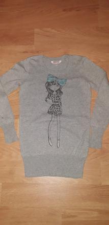 Dlhý sivý pulóver miss e-vie, evie angel,128