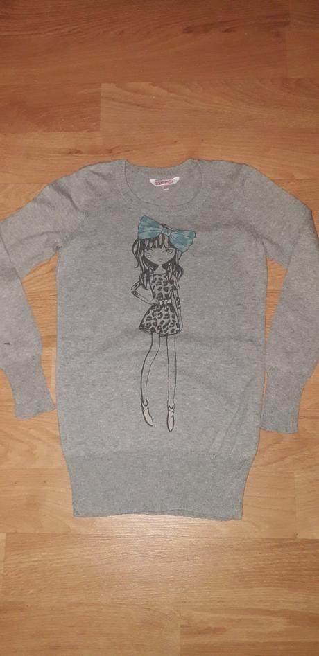 Dlhý sivý pulóver miss e-vie, evie angel,128