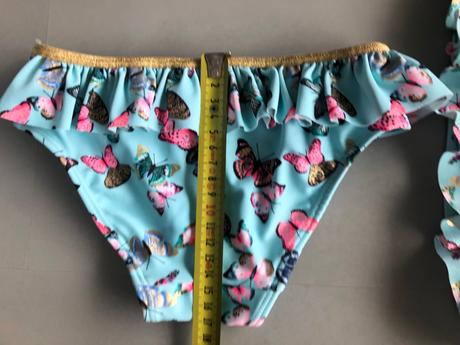 Luxusní plavky 2-4r,98-104cm modrá růžová motýlci, h&m,98