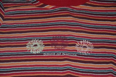 Bavlněné triko s kapuckou, prouhaté s potiskem, 122