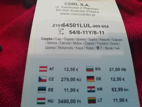 Luxusní nová baretka vel. 54, coccodrillo,116