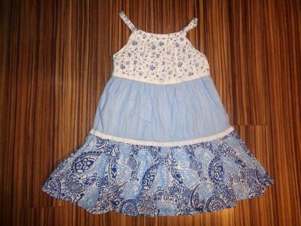 Krásné bílomodré volánové šaty, nutmeg,110