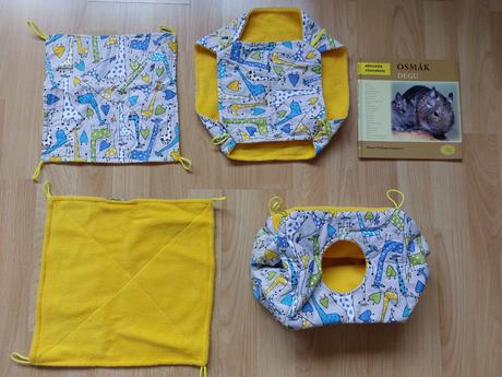 Závěsná hamaka, domeček pro hlodavce, knížka osmák,