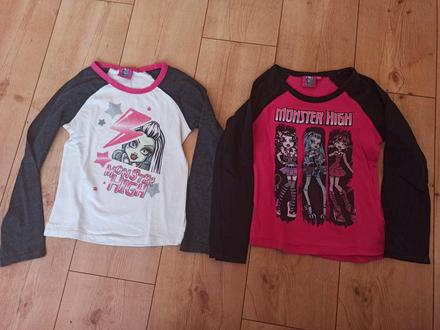 2x triko s dlouhým rukávem- monster high, 128