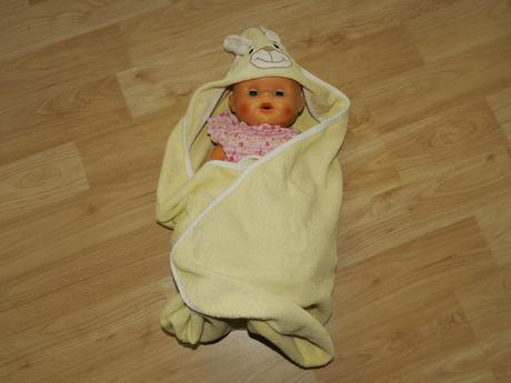 Zluty frote rucnik - zajicek -na miminka, 