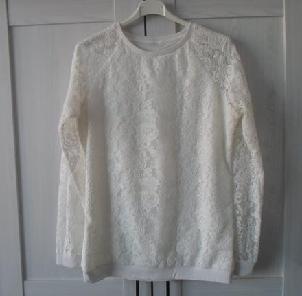 Bílá krajková mikina svetr, h&m,m