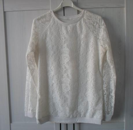 Bílá krajková mikina svetr, h&m,m