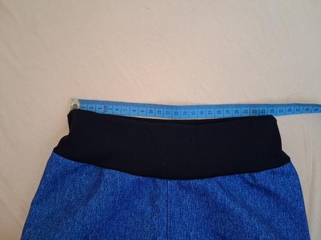 Kalhoty z jarního softshellu, džínový vzhled, 116