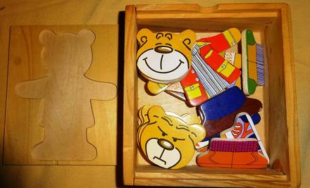 Dřevěná oblekací skladačka medvídek, 