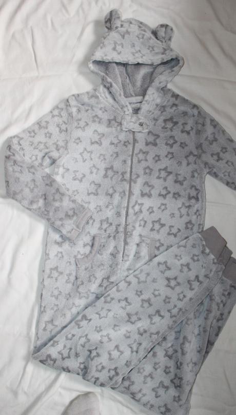 Po95. teplý fleece šedý chlupatý overal, 10-12 let, 146