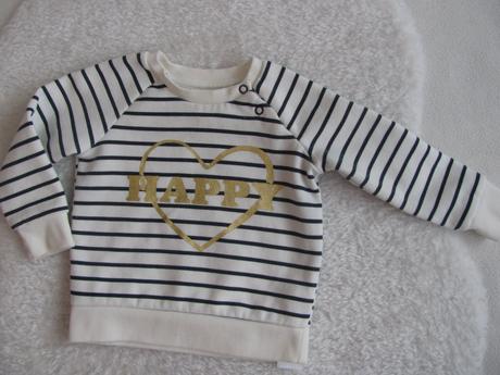 Kojenecká mikina s modrým proužkem, happy, primark,74