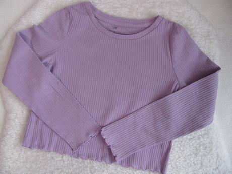 Crop top žebrovaná fialová halenka h&m, h&m,140