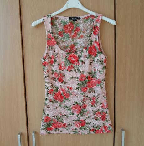 Krajkové květované tričko tílko top, amisu,s