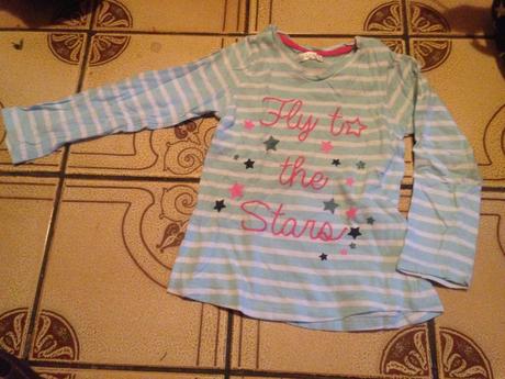 Dívčí halenka proužky, nápis, hvězdy vel. 86 - 92, pepco,86