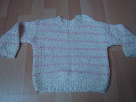 Svetr ručně pletený - smetanovo-růžový, 86