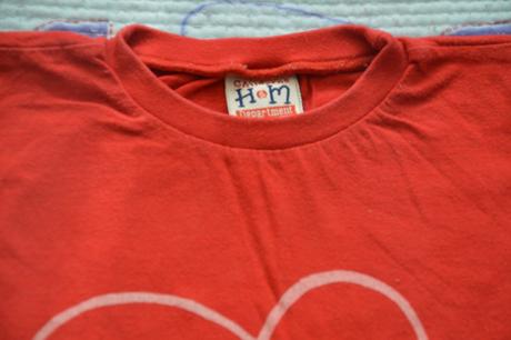Červené triko s potiskem, h&m,86