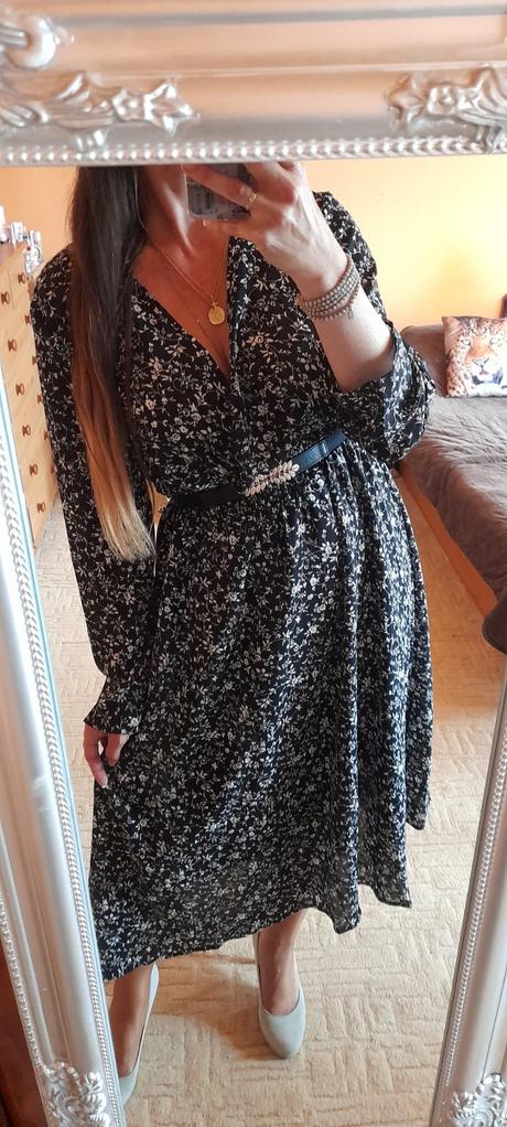 Shein květinové šaty s dlouhými rukávy, 44